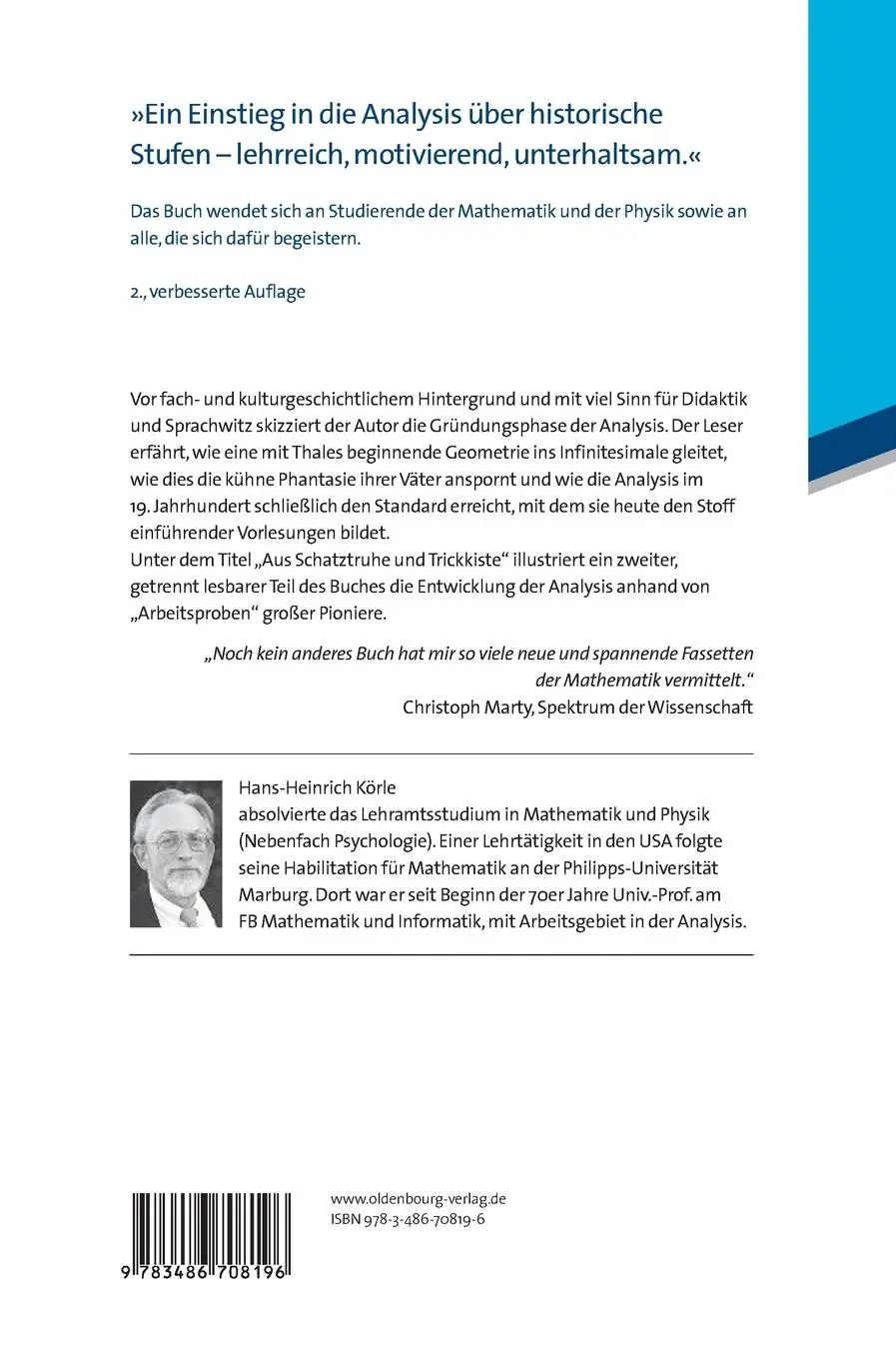 Rückseite: 9783486708196 | Die phantastische Geschichte der Analysis | Hans-Heinrich Körle | Buch