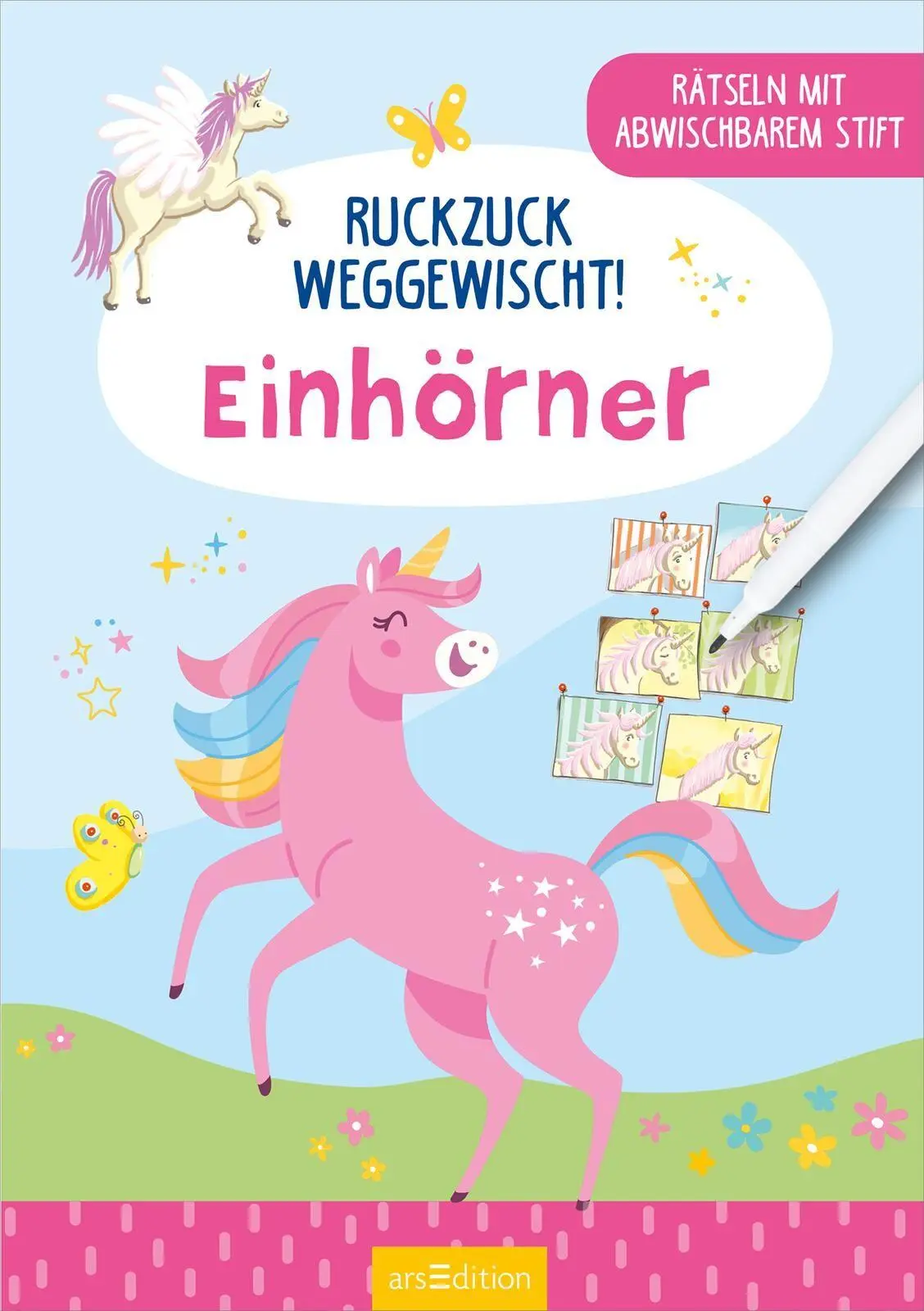 Bild: 9783845868196 | Ruckzuck weggewischt! Einhörner | Rätseln mit abwischbarem Stift