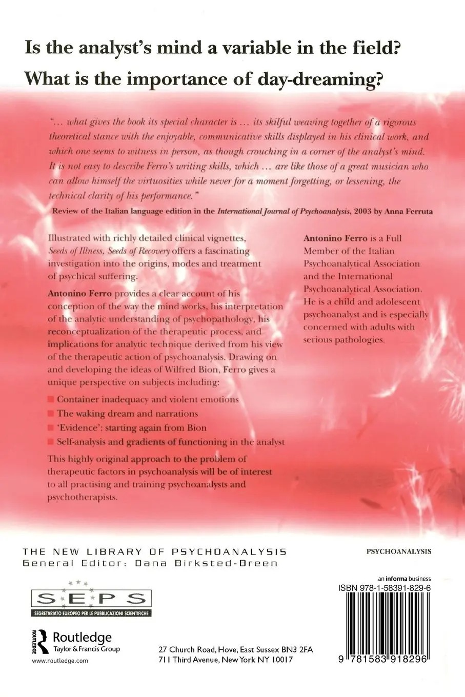 Rückseite: 9781583918296 | Seeds of Illness, Seeds of Recovery | Antonino Ferro | Taschenbuch