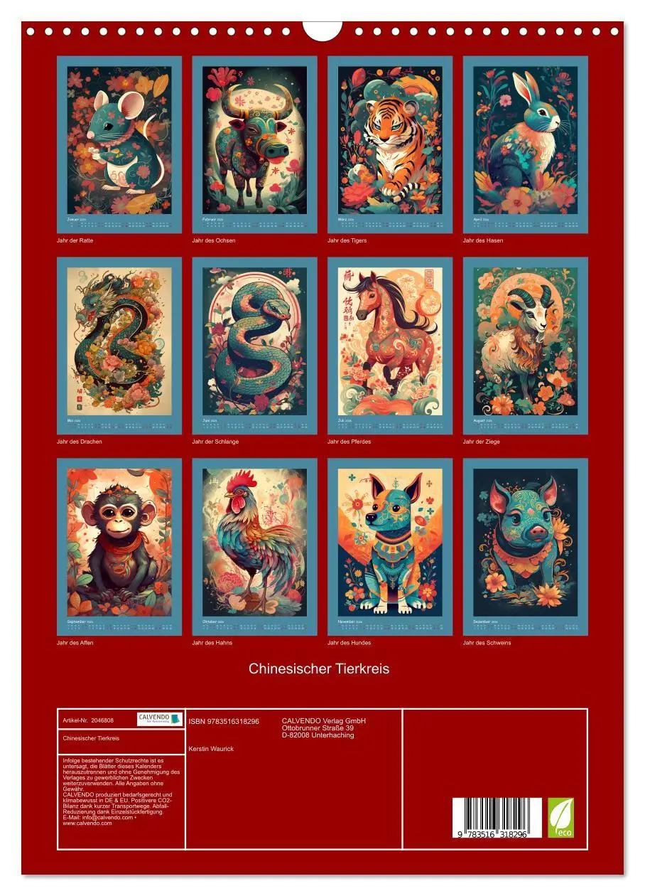 Bild: 9783516318296 | Chinesischer Tierkreis (Wandkalender 2026 DIN A3 hoch), CALVENDO...