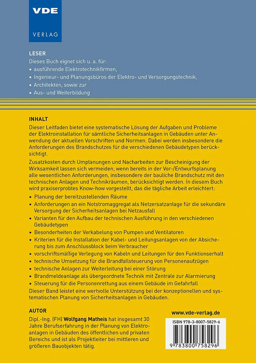 Rückseite: 9783800758296 | Leitfaden Sicherheitsstromversorgung | Wolfgang Matheis | Taschenbuch
