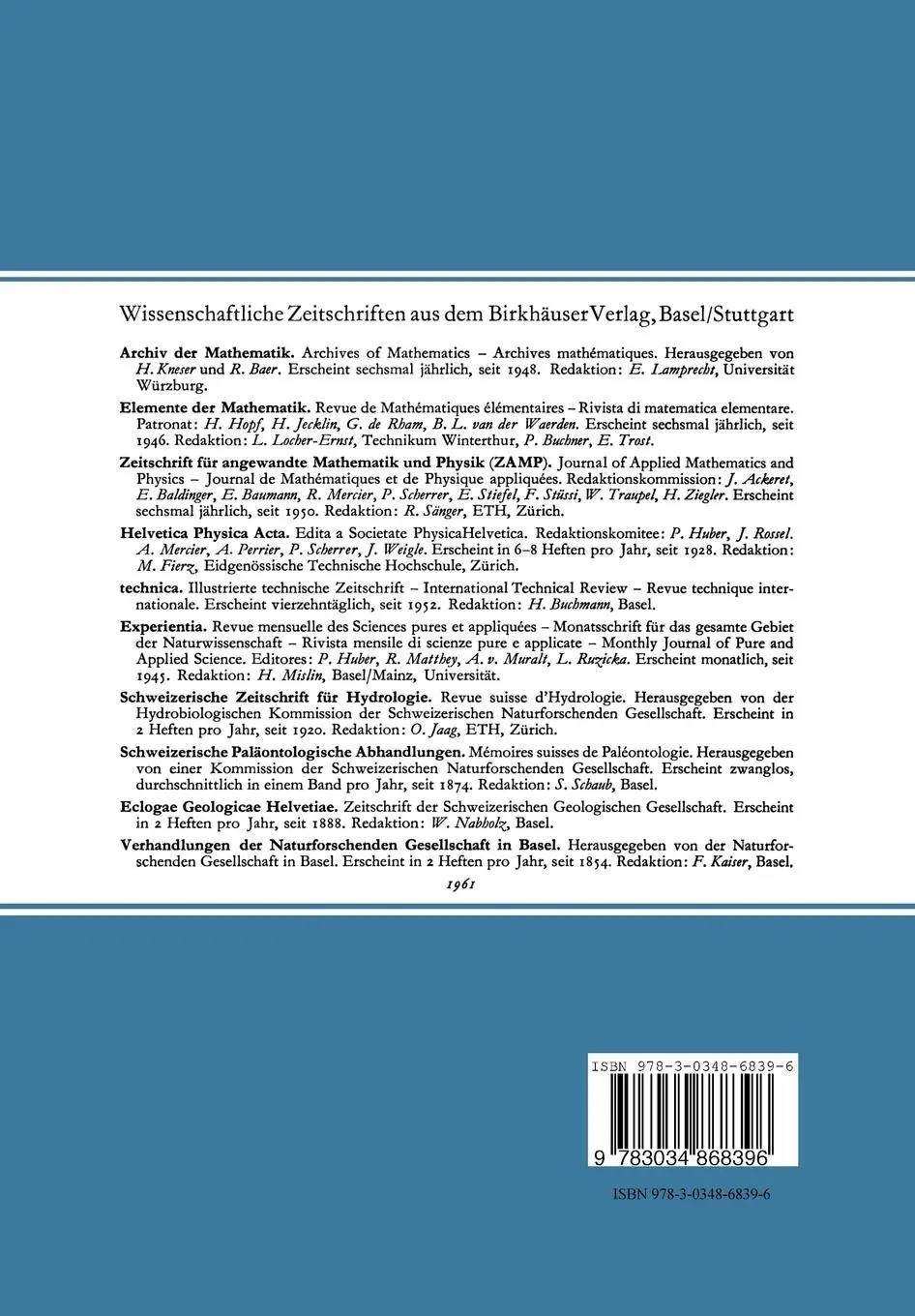 Rückseite: 9783034868396 | Chemie Der Azofarbstoffe | H. Zollinger | Taschenbuch | 308 S. | 2014