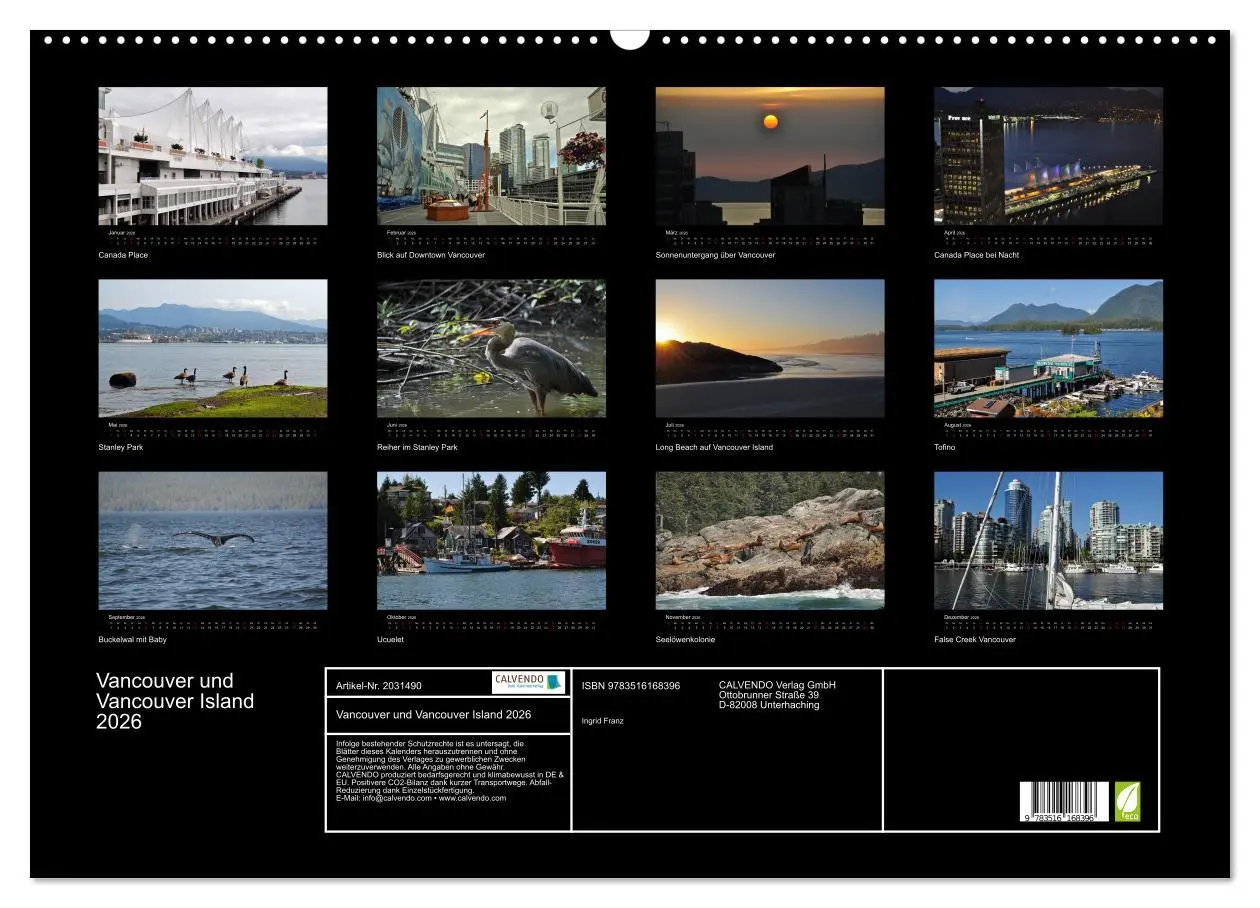 Bild: 9783516168396 | Vancouver und Vancouver Island 2026 (Wandkalender 2026 DIN A2...