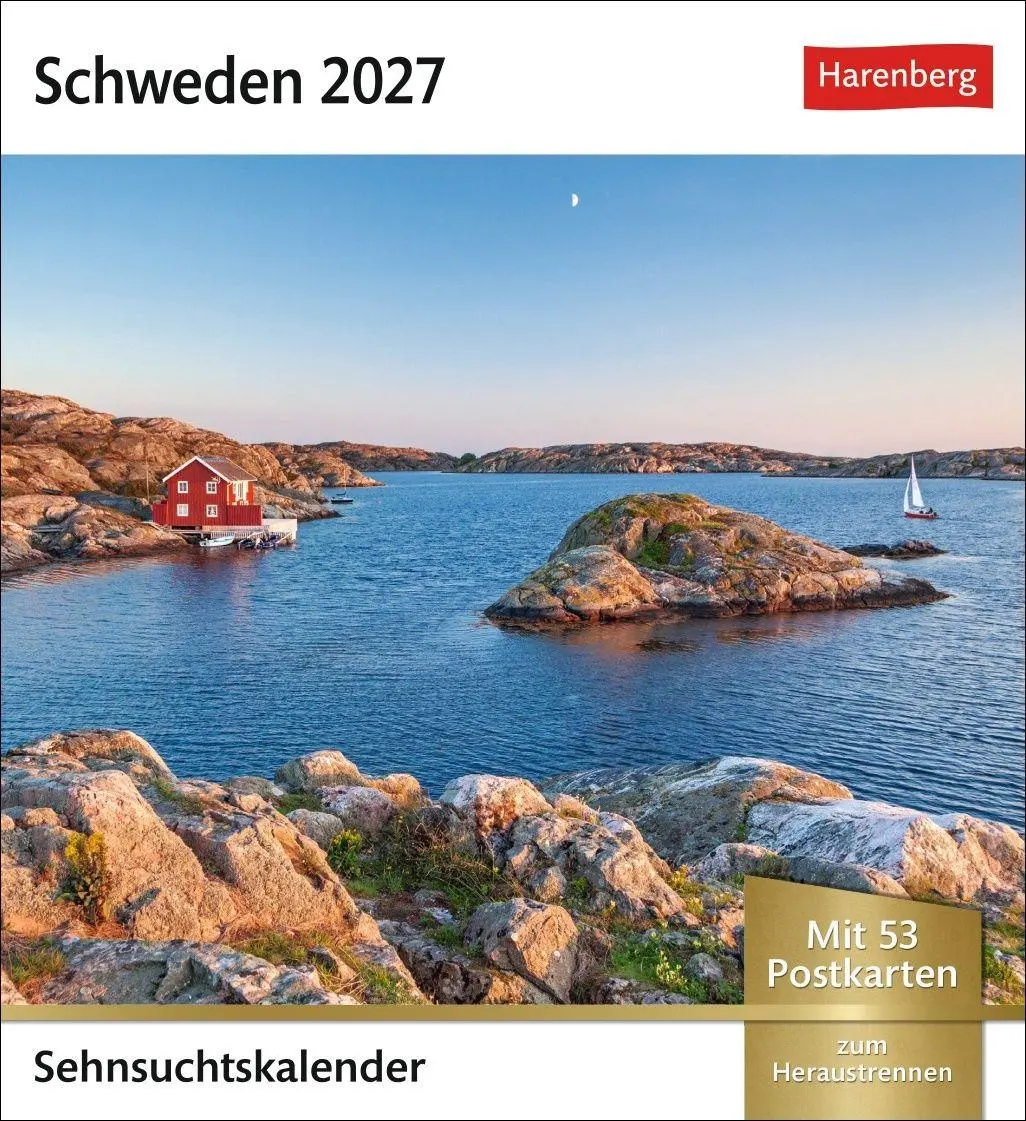 Cover: 9783840038396 | Schweden Sehnsuchtskalender 2027 - Wochenkalender mit 53 Postkarten