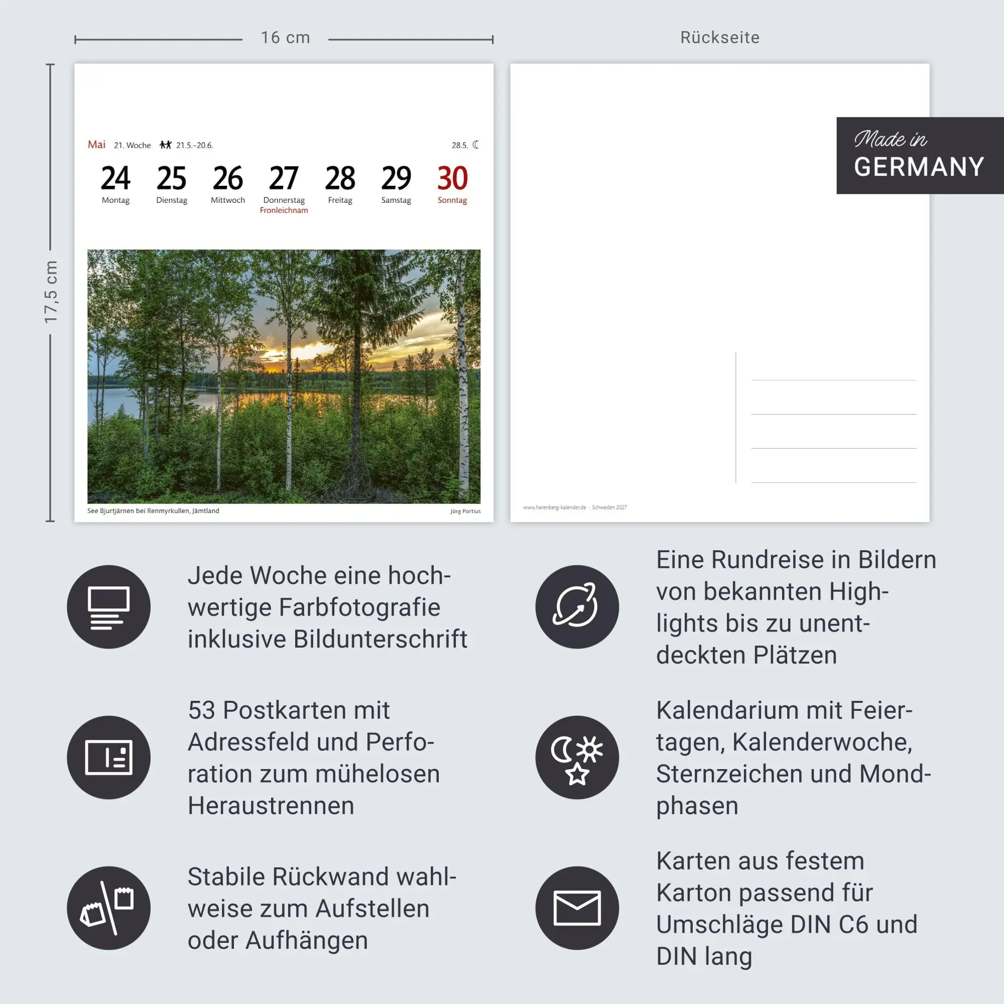 Bild: 9783840038396 | Schweden Sehnsuchtskalender 2027 - Wochenkalender mit 53 Postkarten