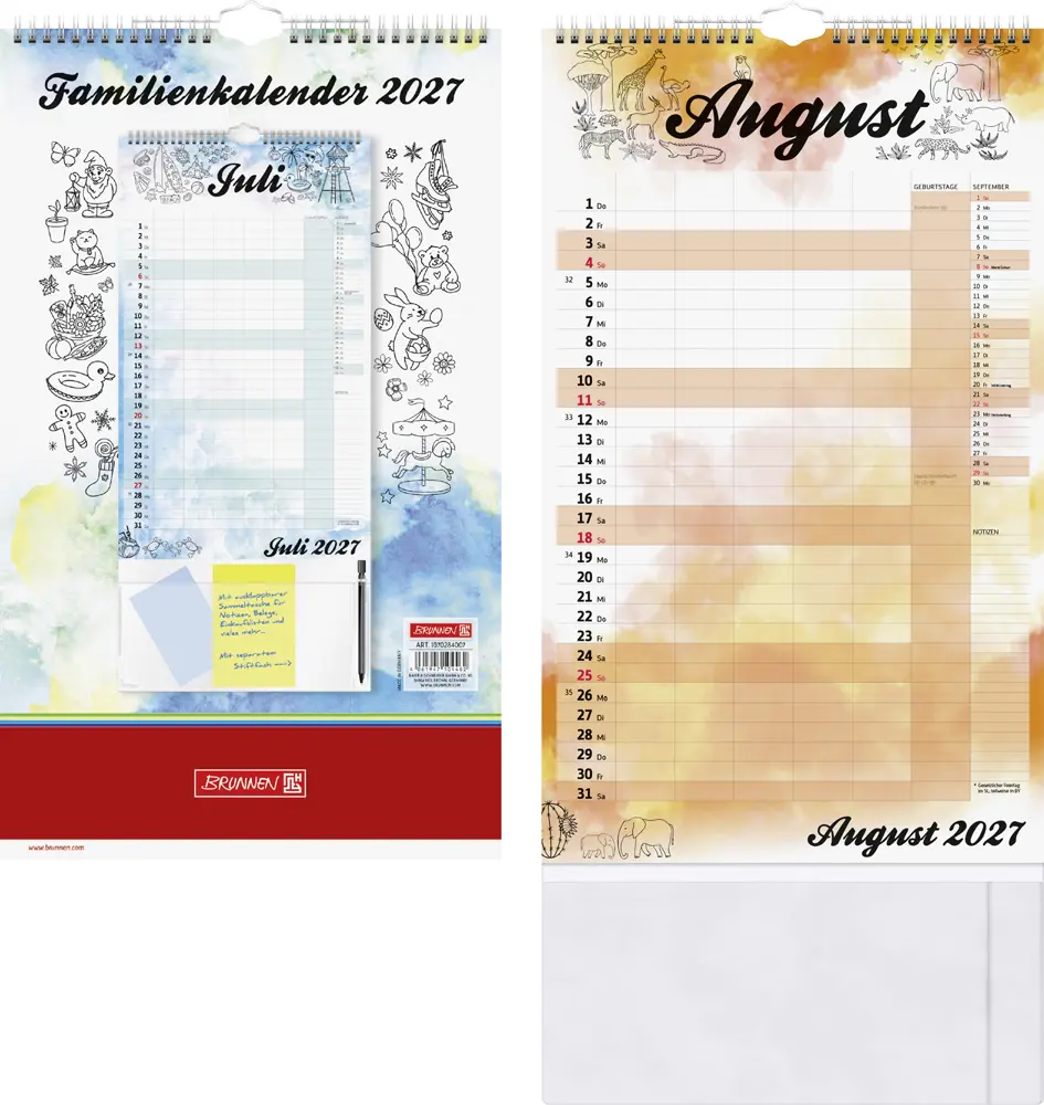 Bild: 4061947158496 | Familienkalender 2027 Aquarell, 250×415 mm | Kalender | Deutsch | 2027