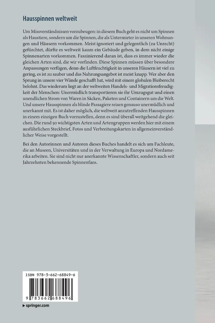 Rückseite: 9783662688496 | Hausspinnen weltweit | Wolfgang Nentwig (u. a.) | Taschenbuch | xiv