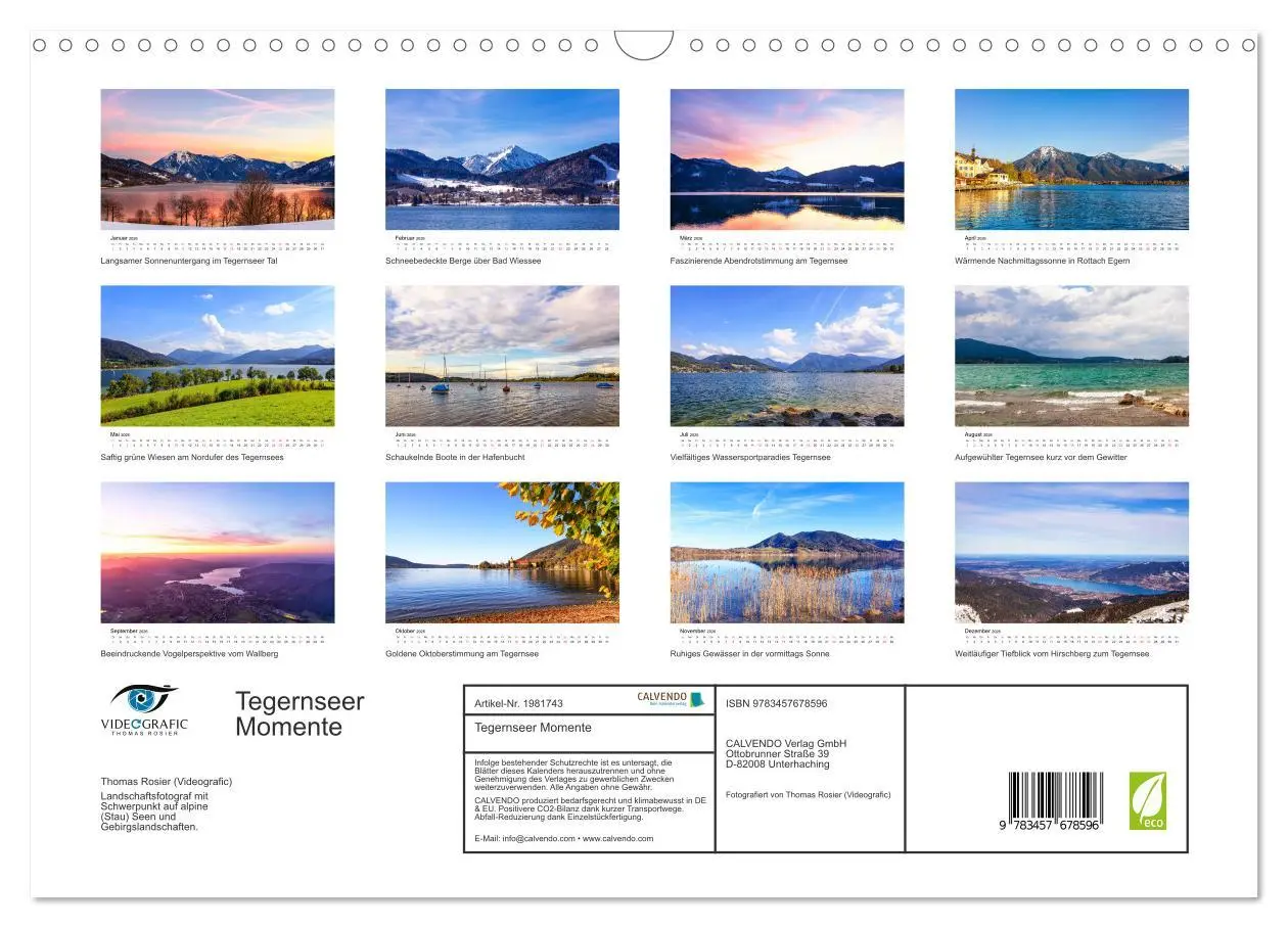Bild: 9783457678596 | Tegernseer Momente (Wandkalender 2026 DIN A3 quer), CALVENDO...