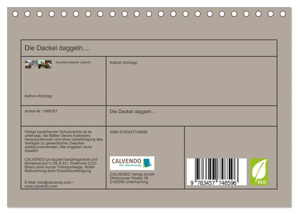 Bild: 9783457748596 | Die Dackel daggeln.... (Tischkalender 2026 DIN A5 quer), CALVENDO...