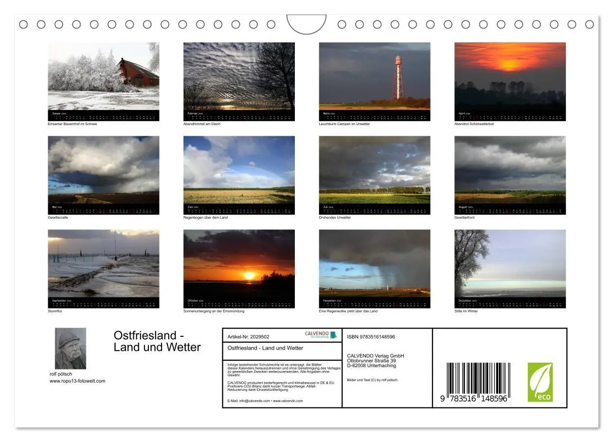 Bild: 9783516148596 | Ostfriesland - Land und Wetter (Wandkalender 2026 DIN A4 quer),...