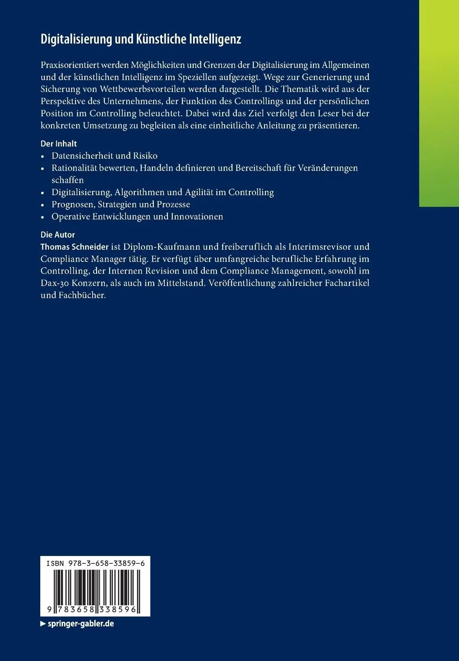 Rückseite: 9783658338596 | Digitalisierung und Künstliche Intelligenz | Thomas Schneider | Buch