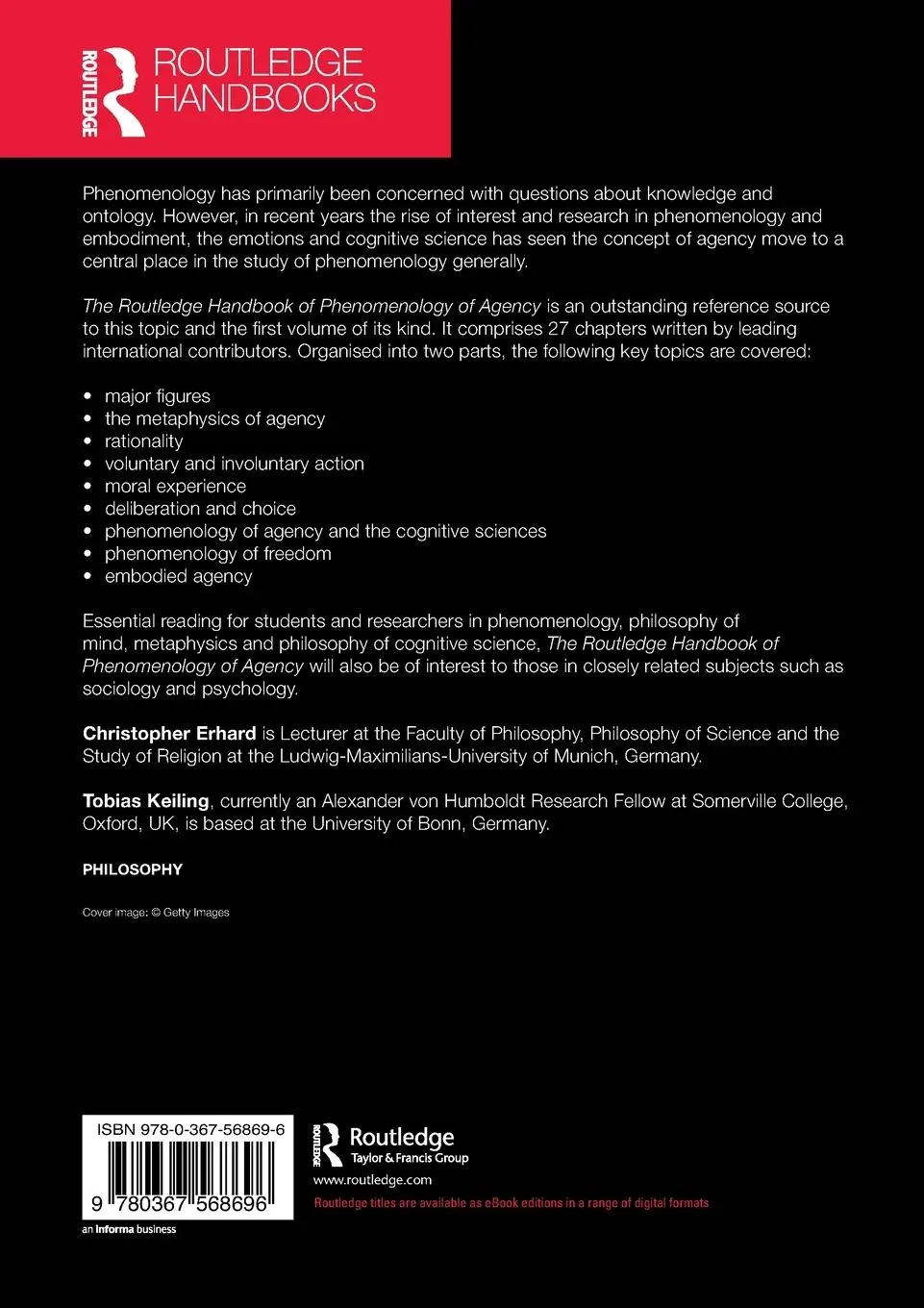 Rückseite: 9780367568696 | The Routledge Handbook of Phenomenology of Agency | Erhard (u. a.)