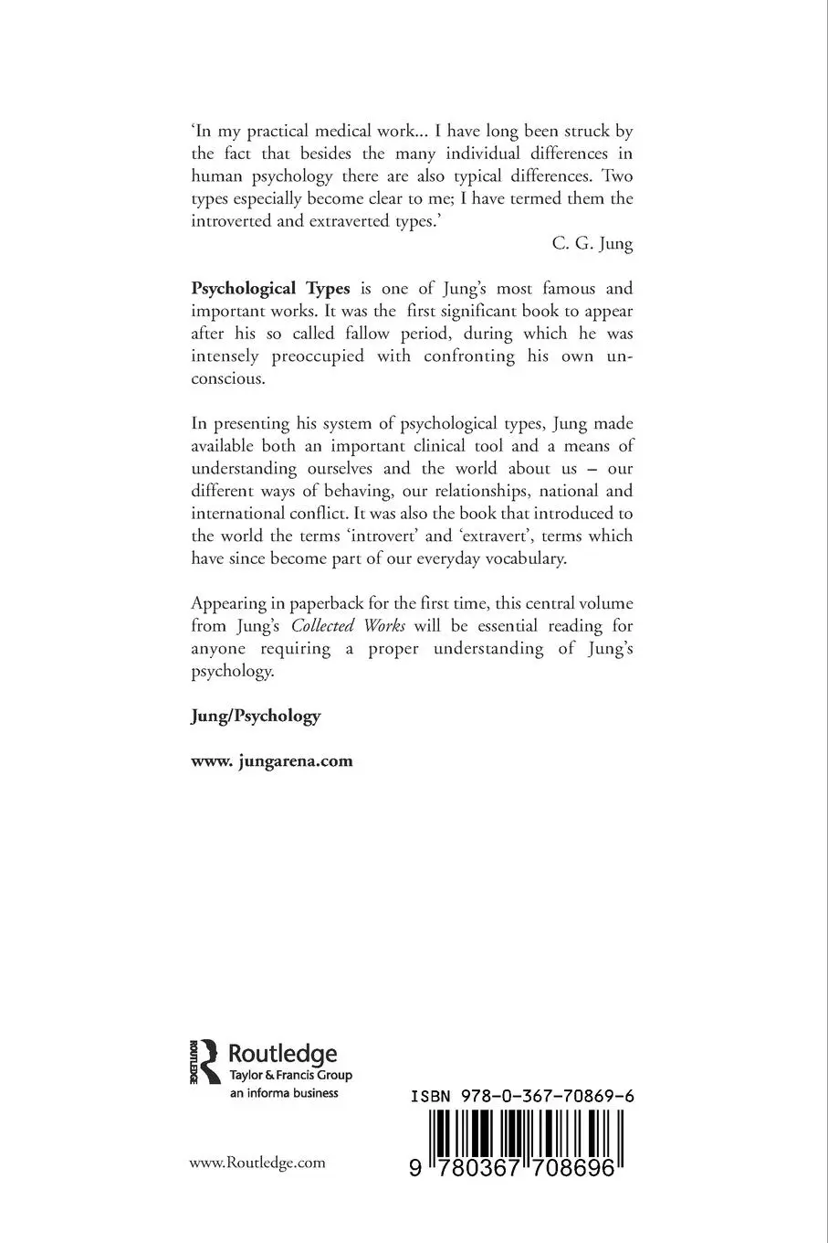 Rückseite: 9780367708696 | Psychological Types | C. G. Jung | Taschenbuch | Englisch | 2022