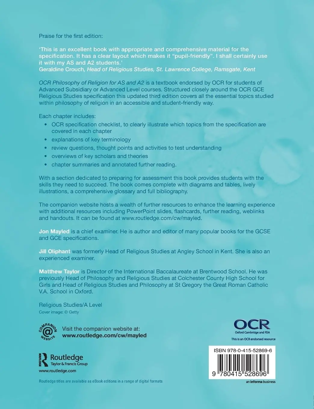 Rückseite: 9780415528696 | OCR Philosophy of Religion for AS and A2 | Jill Oliphant (u. a.)