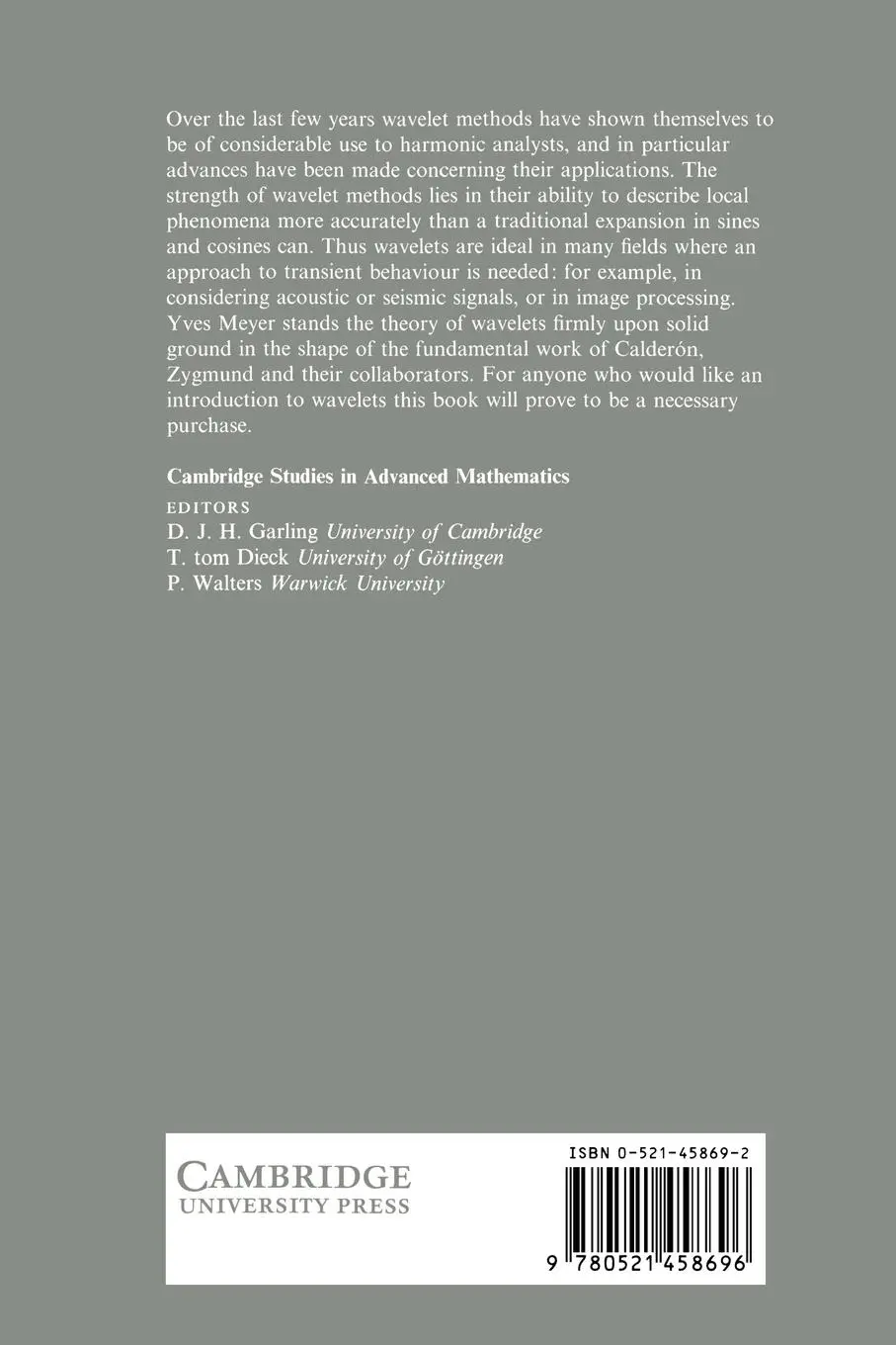 Rückseite: 9780521458696 | Wavelets and Operators | Volume 1 | Yves Meyer | Taschenbuch | 2003