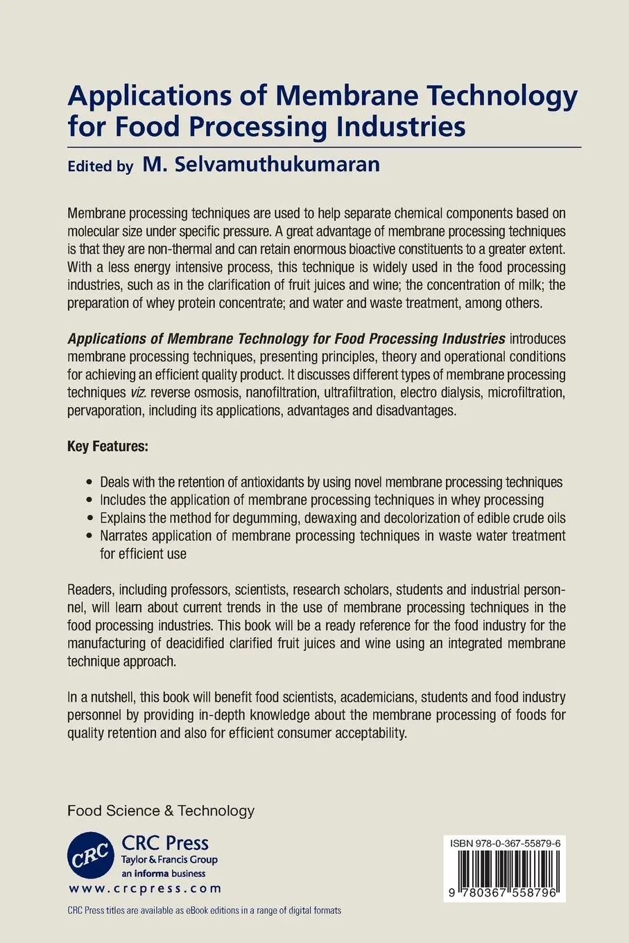 Rückseite: 9780367558796 | Applications of Membrane Technology for Food Processing Industries