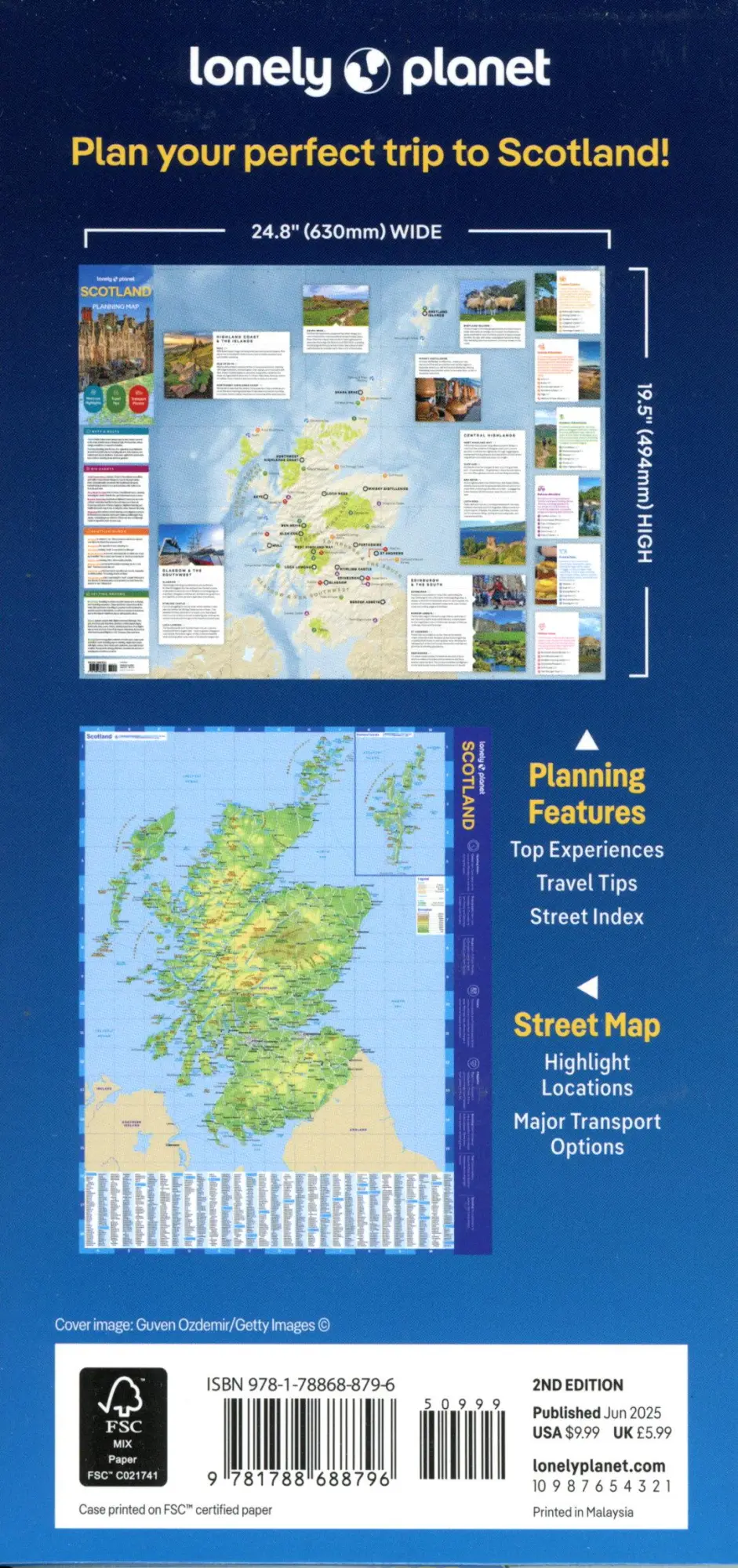 Bild: 9781788688796 | Lonely Planet Scotland Planning Map | Lonely Planet | (Land-)Karte