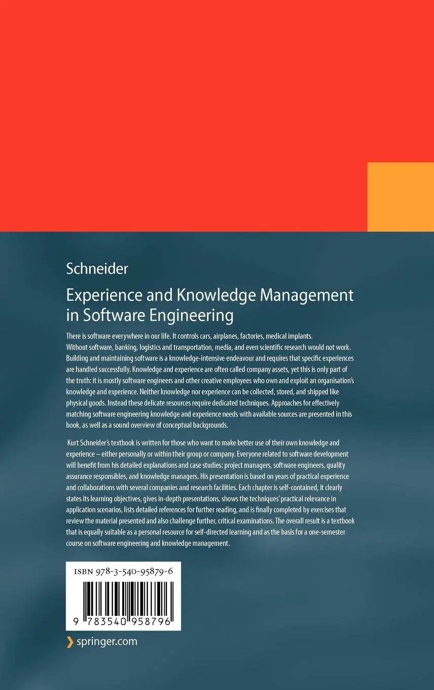 Rückseite: 9783540958796 | Experience and Knowledge Management in Software Engineering | Buch