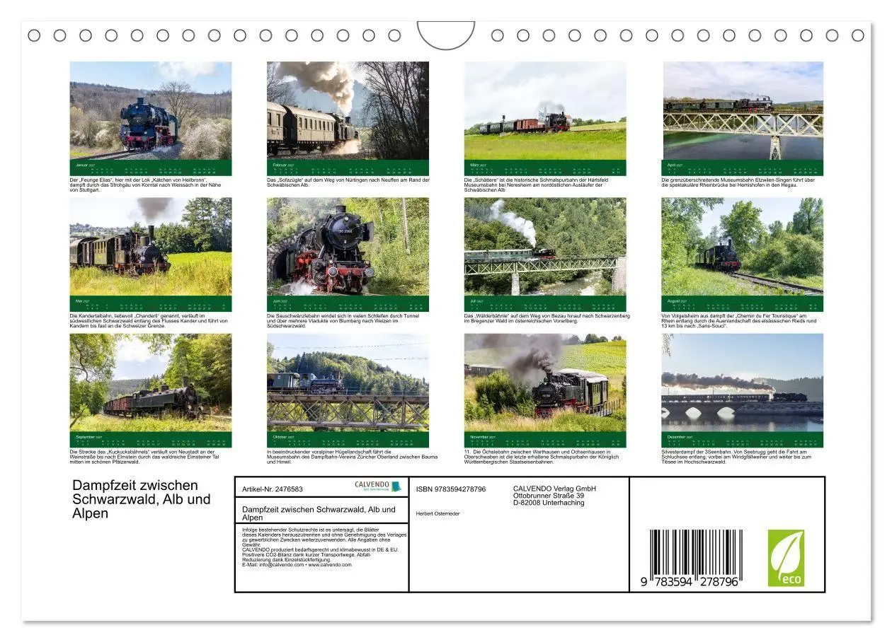 Bild: 9783594278796 | Dampfzeit zwischen Schwarzwald, Alb und Alpen (Wandkalender 2027...