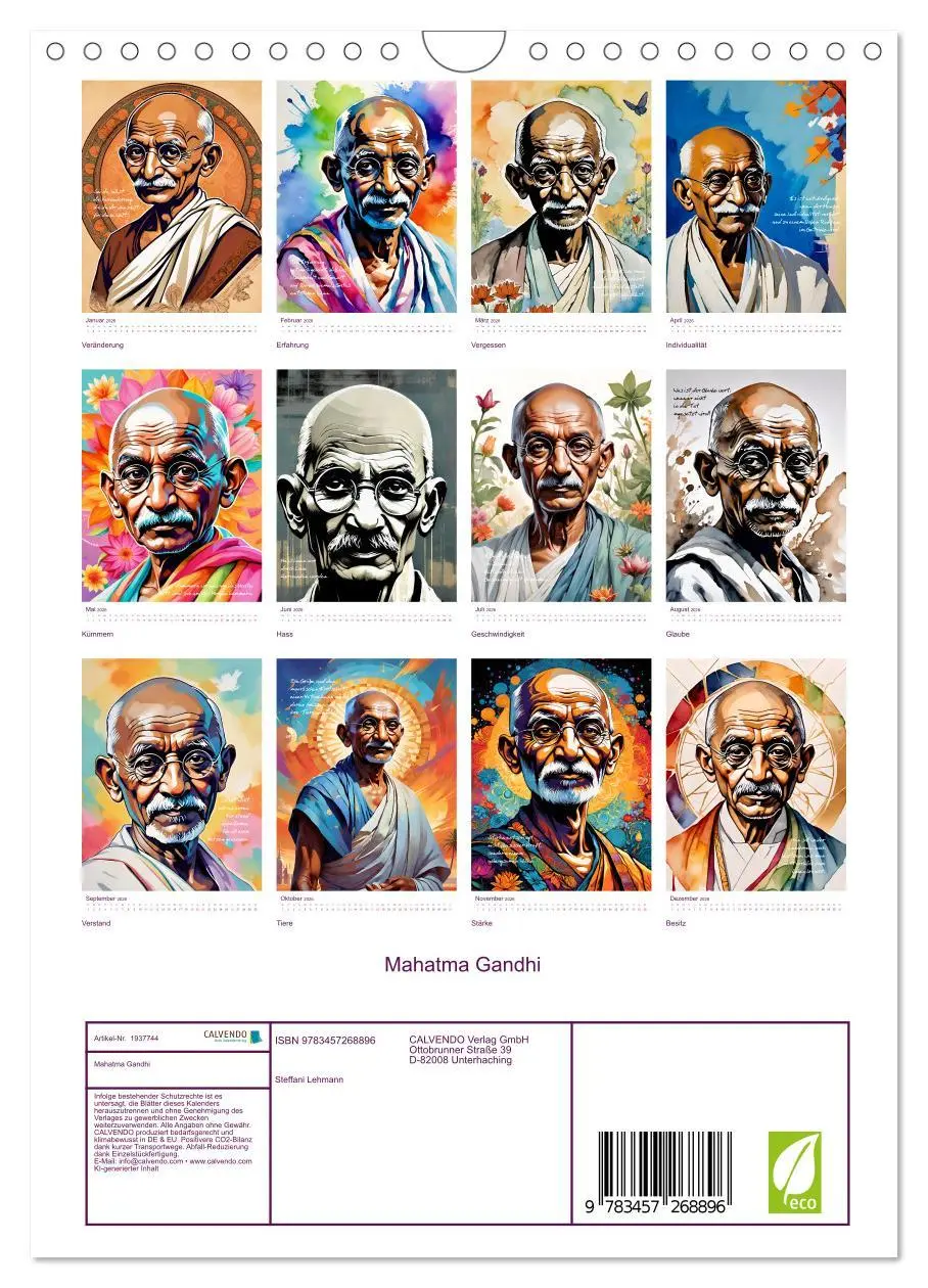 Bild: 9783457268896 | Mahatma Gandhi (Wandkalender 2026 DIN A4 hoch), CALVENDO...