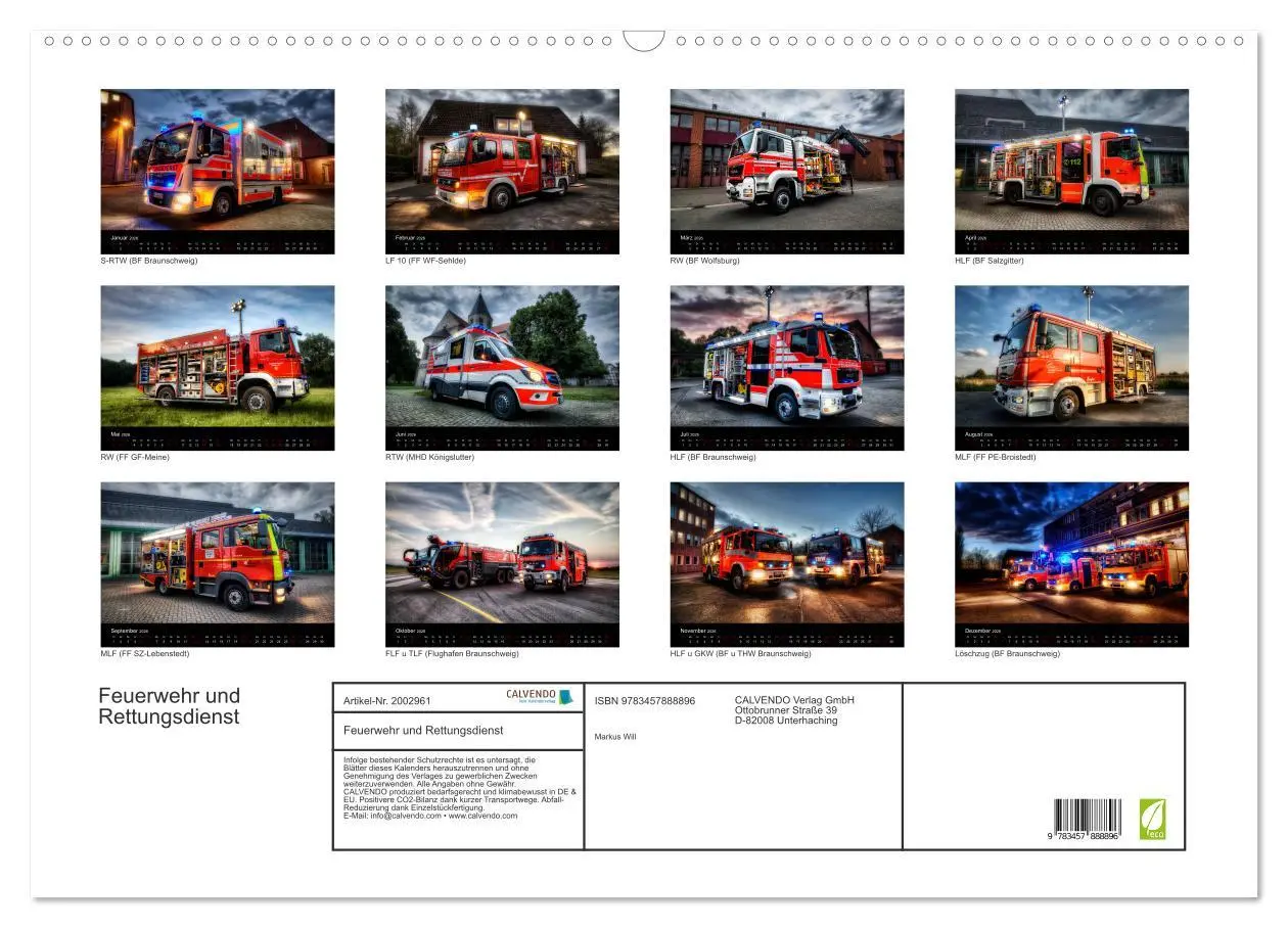 Bild: 9783457888896 | Feuerwehr und Rettungsdienst (Wandkalender 2026 DIN A2 quer),...
