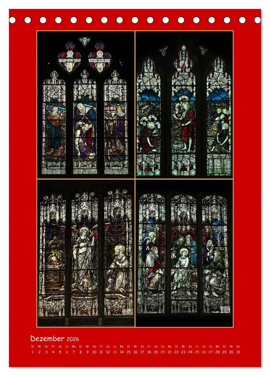 Bild: 9783516288896 | Glasmalerei englischer Kirchen (Tischkalender 2026 DIN A5 hoch),...