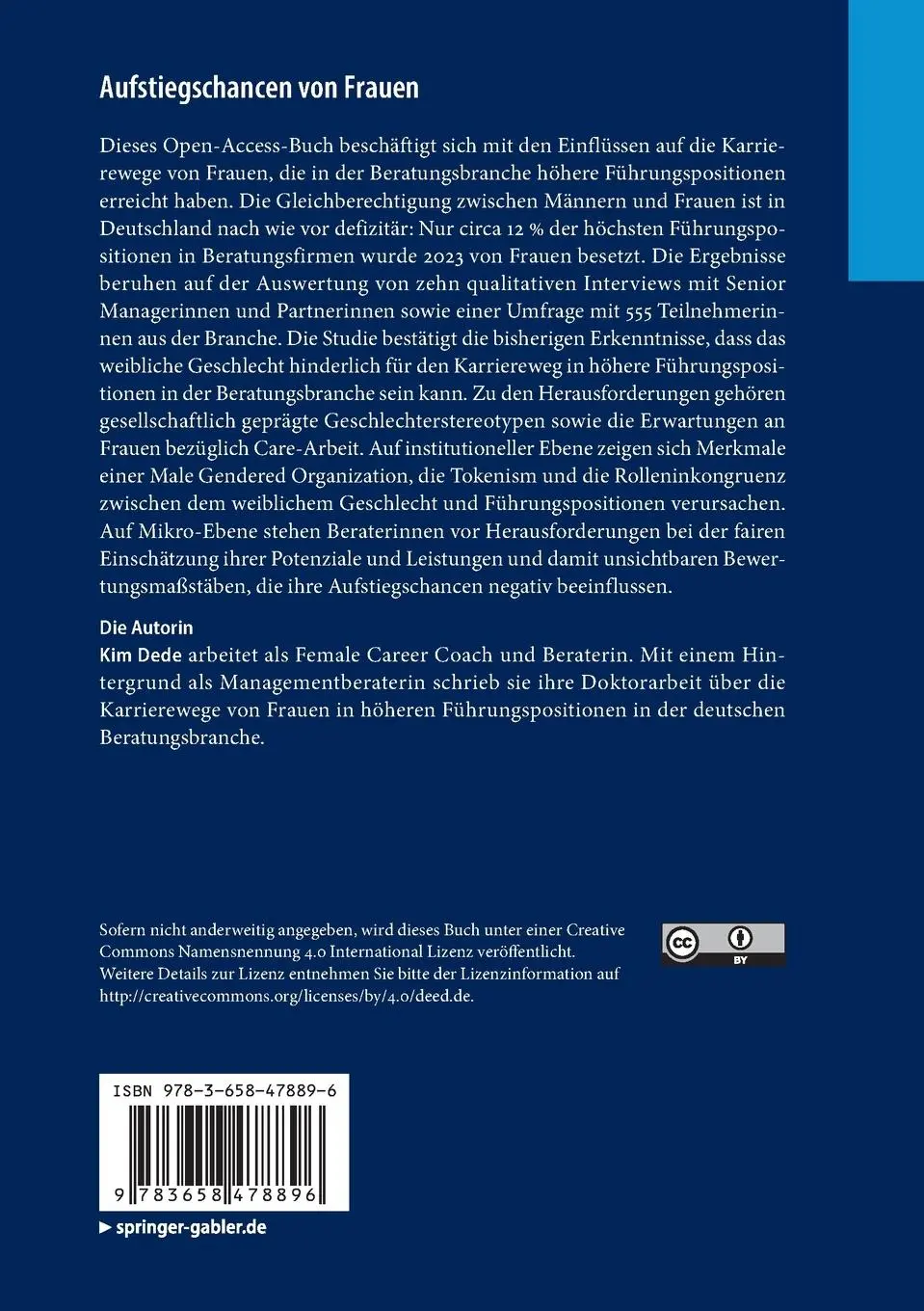 Rückseite: 9783658478896 | Aufstiegschancen von Frauen | Kim Dede | Taschenbuch | xvii | Deutsch