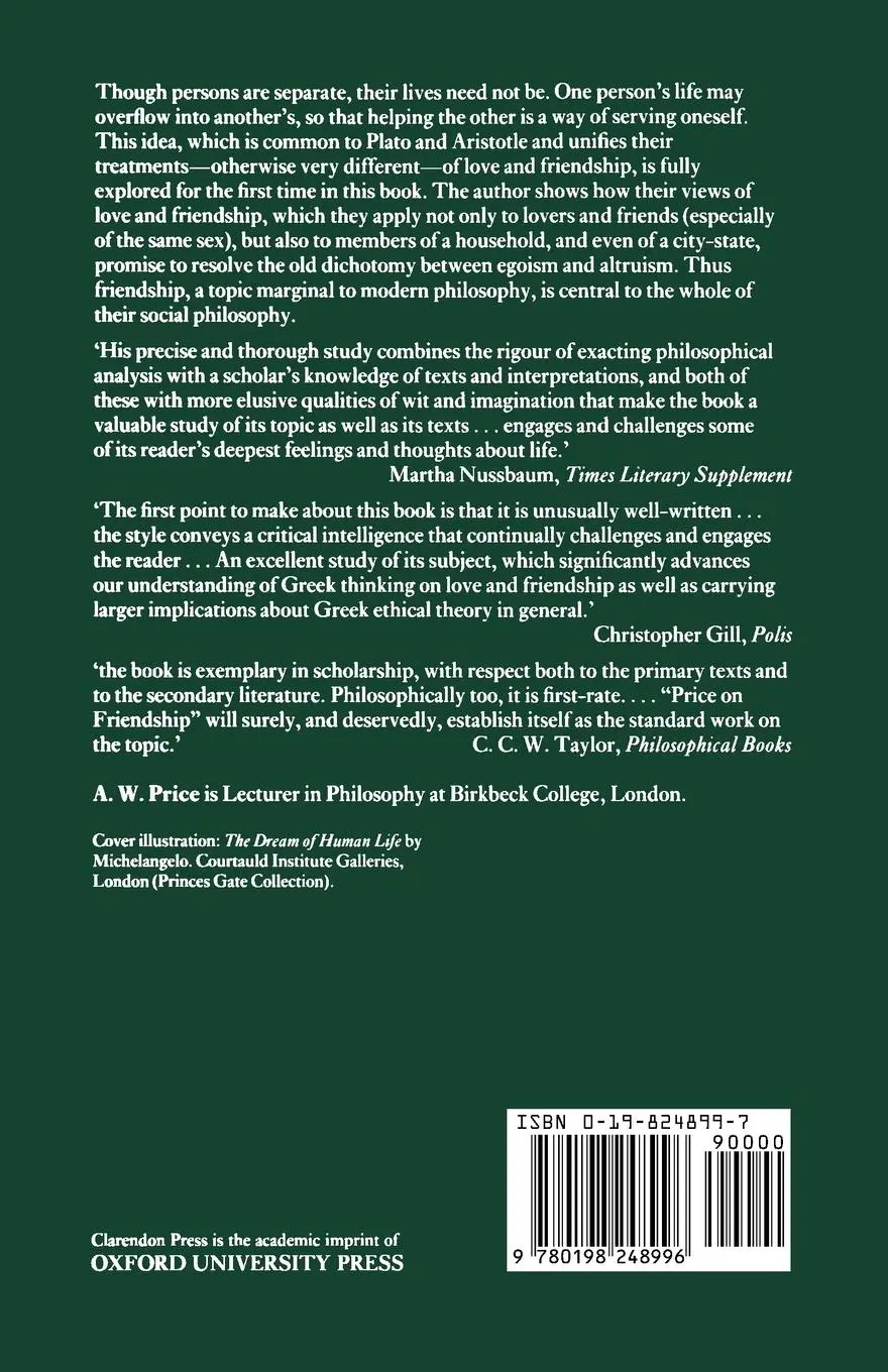 Rückseite: 9780198248996 | Love and Friendship in Plato and Aristotle | A. W. Prince (u. a.)