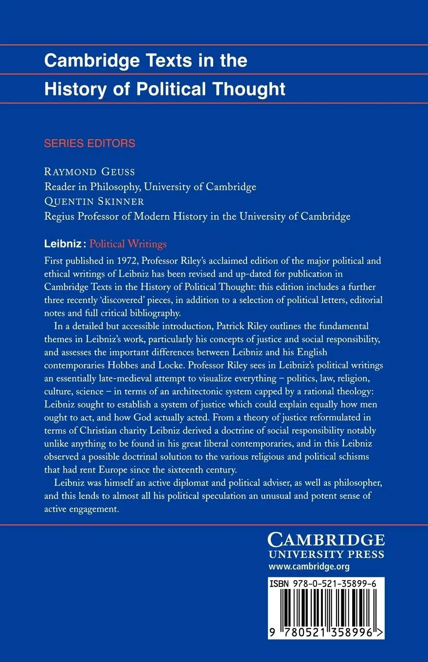 Rückseite: 9780521358996 | Leibniz | Political Writings | Gottfried W. Leibniz | Taschenbuch