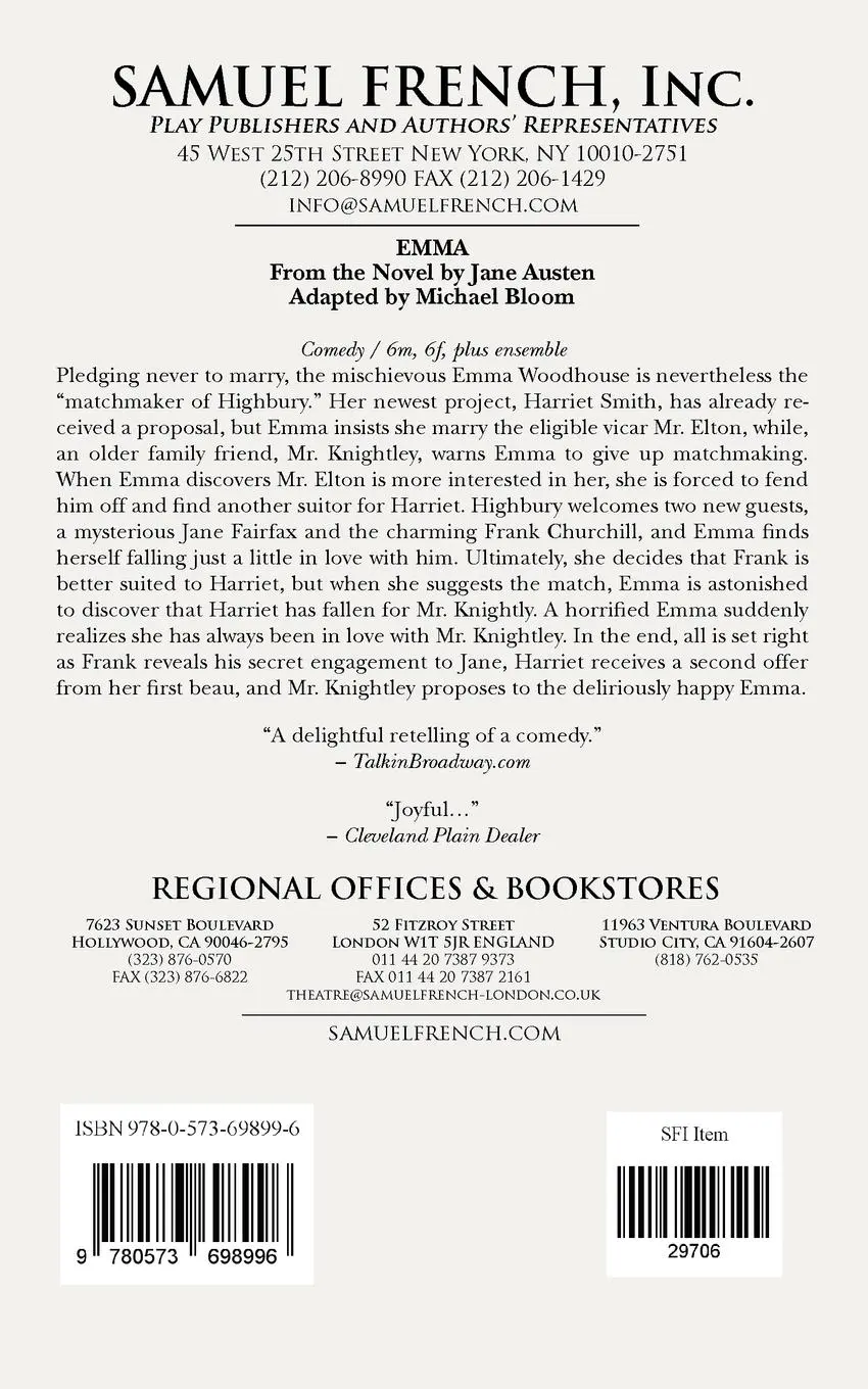 Rückseite: 9780573698996 | Emma | Jane Austen (u. a.) | Taschenbuch | Kartoniert / Broschiert