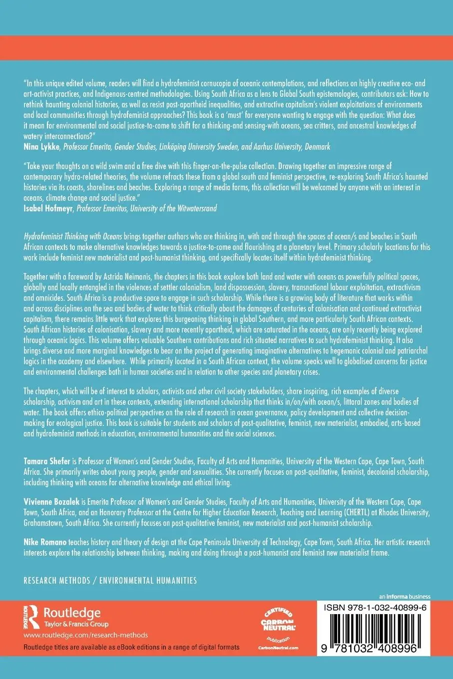 Rückseite: 9781032408996 | Hydrofeminist Thinking With Oceans | Tamara Shefer (u. a.) | Buch