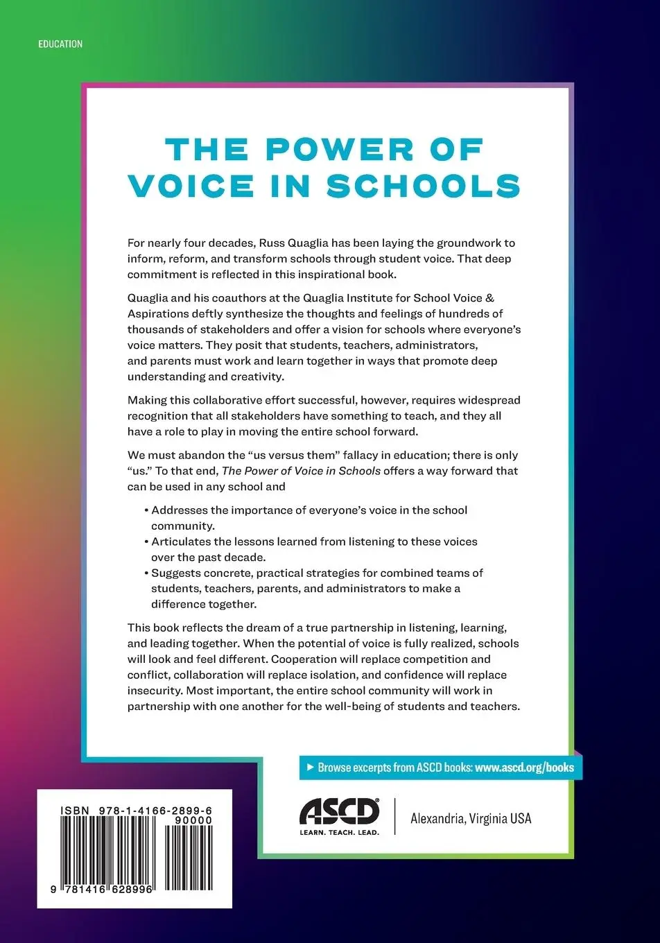 Rückseite: 9781416628996 | Power of Voice in Schools | Listening, Learning, and Leading Together