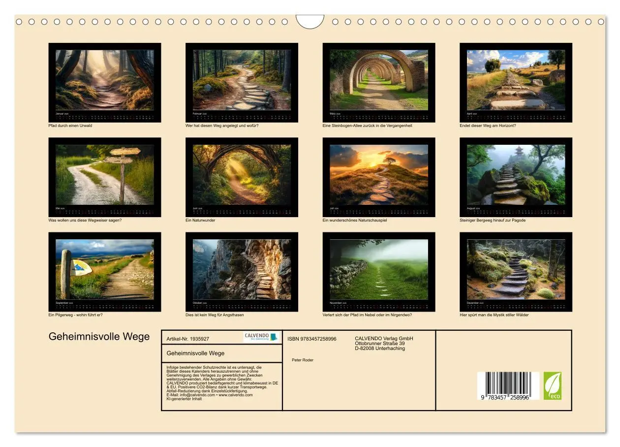 Bild: 9783457258996 | Geheimnisvolle Wege (Wandkalender 2026 DIN A3 quer), CALVENDO...