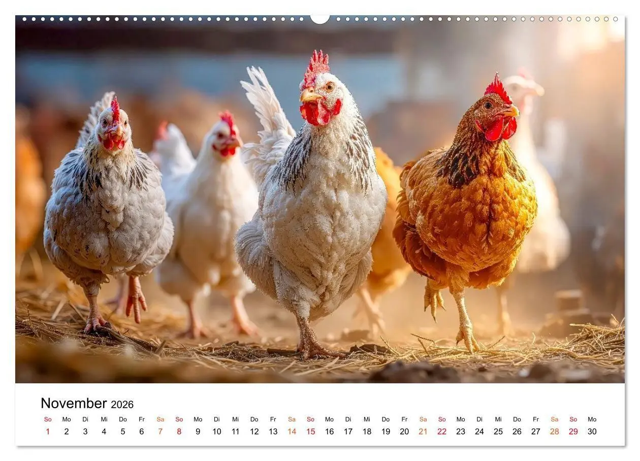 Bild: 9783516658996 | Hühner - gefiedert durchs Jahr (Wandkalender 2026 DIN A2 quer),...