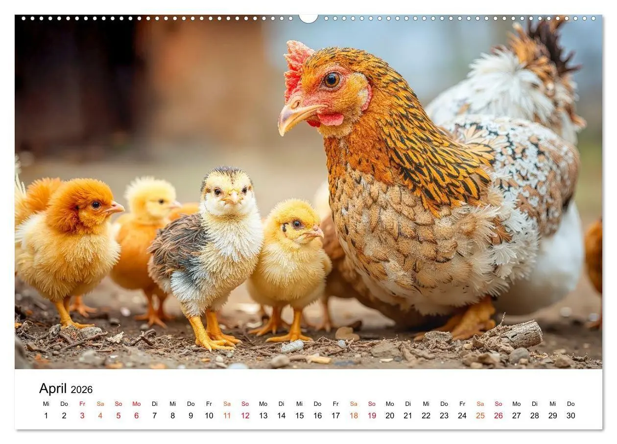 Bild: 9783516658996 | Hühner - gefiedert durchs Jahr (Wandkalender 2026 DIN A2 quer),...