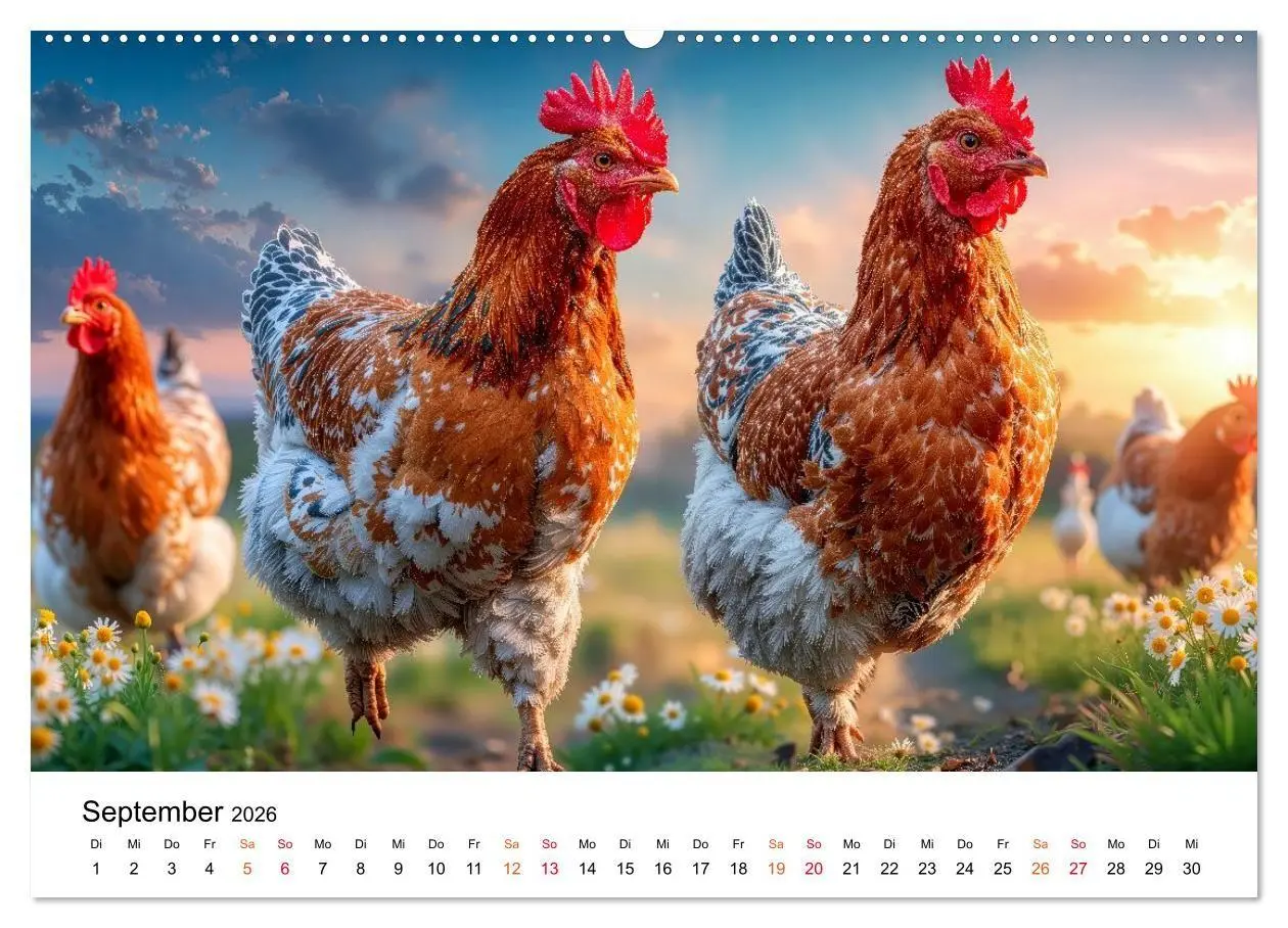 Bild: 9783516658996 | Hühner - gefiedert durchs Jahr (Wandkalender 2026 DIN A2 quer),...