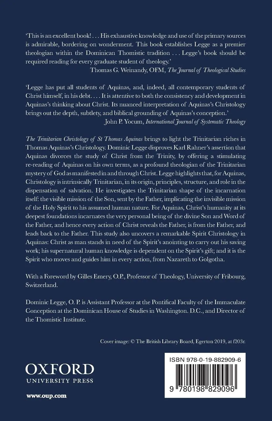 Rückseite: 9780198829096 | Trinitarian Christology of St Thomas Aquinas | Dominic Legge O. P.