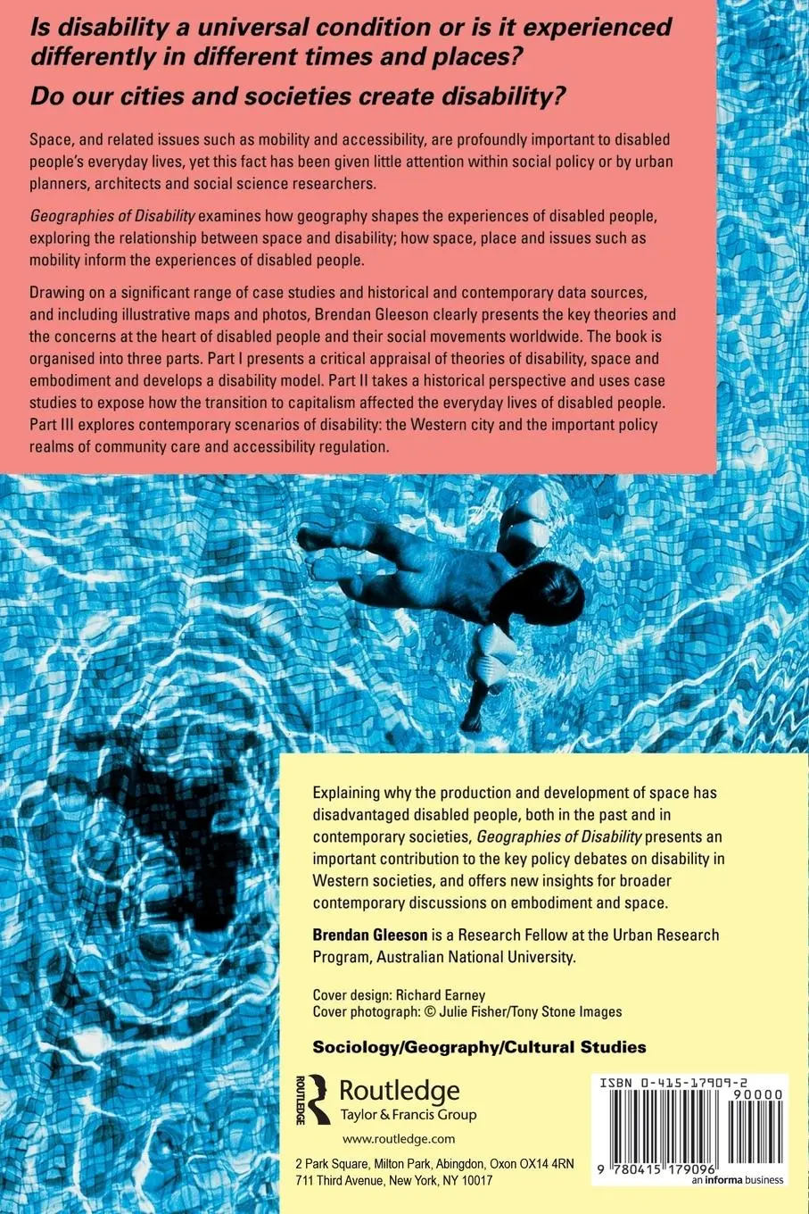 Rückseite: 9780415179096 | Geographies of Disability | Brendan Gleeson | Taschenbuch | Englisch