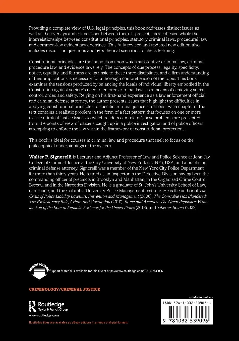 Rückseite: 9781032539096 | Criminal Law, Procedure, and Evidence | Walter P. Signorelli | Buch