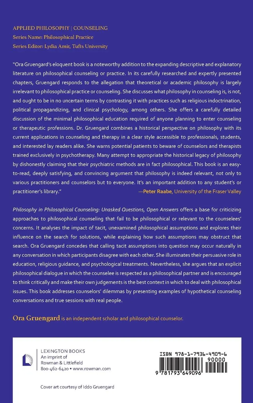 Rückseite: 9781793649096 | Philosophy in Philosophical Counseling | Ora Gruengard | Buch | 2023