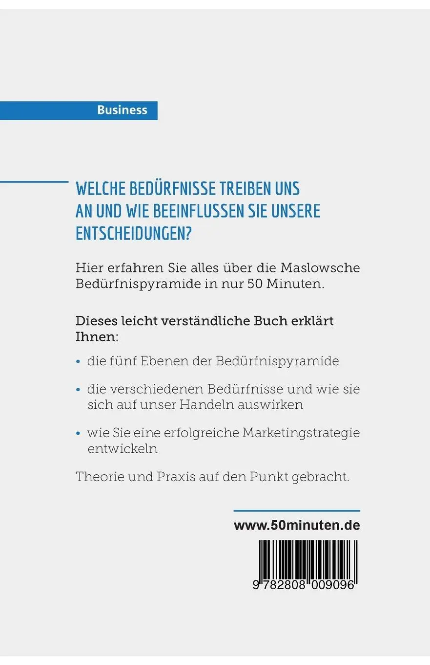 Rückseite: 9782808009096 | Die Bedürfnispyramide | 50minuten | Taschenbuch | 52 S. | Deutsch