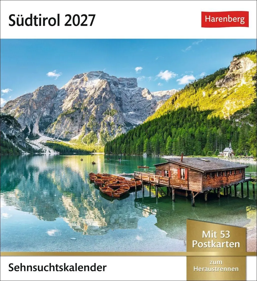Cover: 9783840039096 | Südtirol Sehnsuchtskalender 2027 - Wochenkalender mit 53 Postkarten