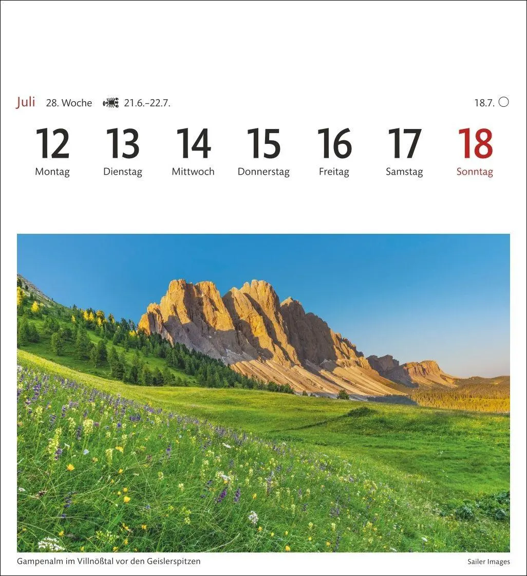 Bild: 9783840039096 | Südtirol Sehnsuchtskalender 2027 - Wochenkalender mit 53 Postkarten