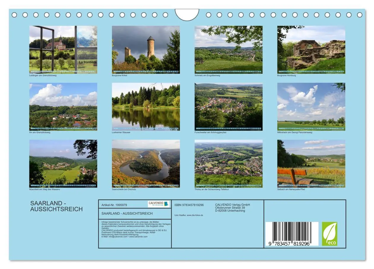 Bild: 9783457819296 | SAARLAND - AUSSICHTSREICH (Wandkalender 2026 DIN A4 quer), CALVENDO...