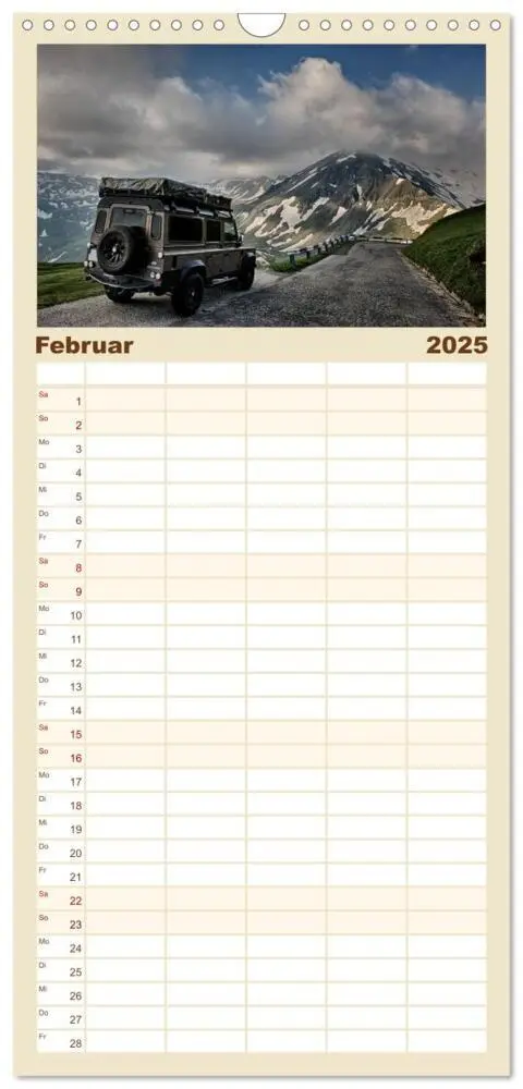 Bild: 9783457119396 | Familienplaner 2025 - Mit dem 4x4 durch Europa mit 5 Spalten...