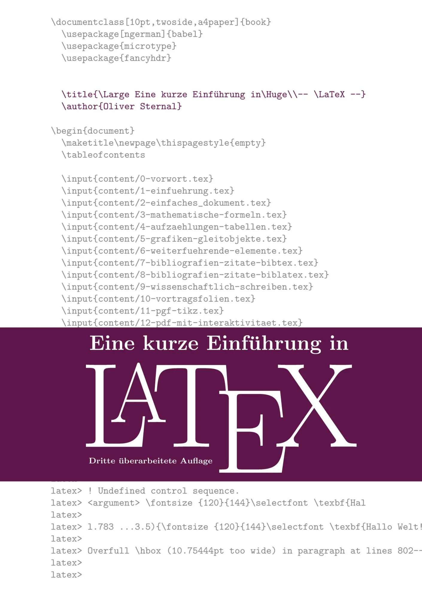 Cover: 9783695719396 | Eine kurze Einführung in LaTeX | Oliver Sternal | Taschenbuch | 156 S.