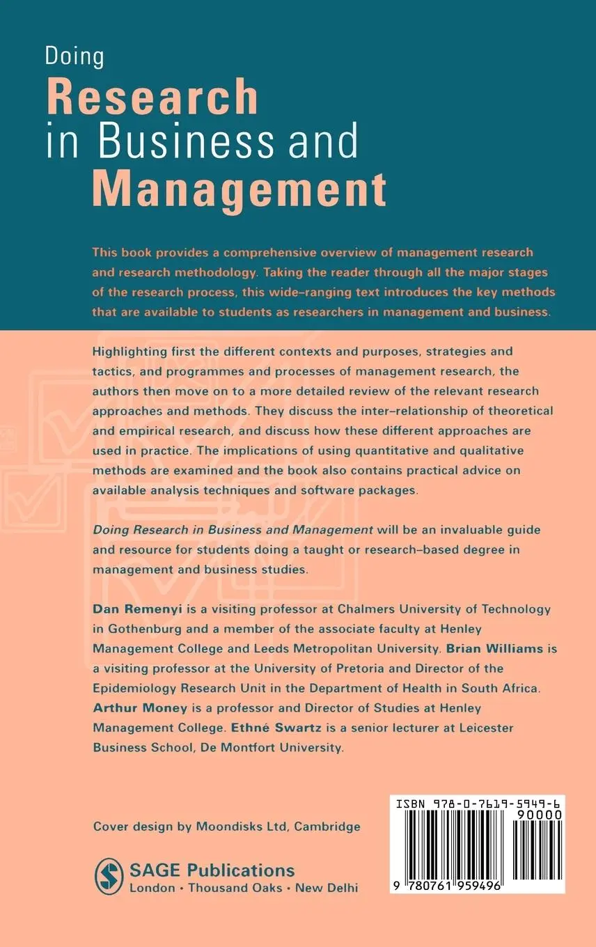 Rückseite: 9780761959496 | Doing Research in Business and Management | Dan Remenyi (u. a.) | Buch