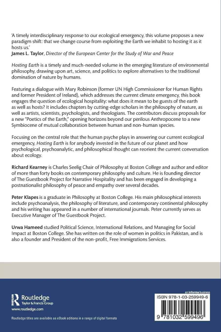 Rückseite: 9781032599496 | Hosting Earth | Facing the Climate Emergency | Richard Kearney (u. a.)