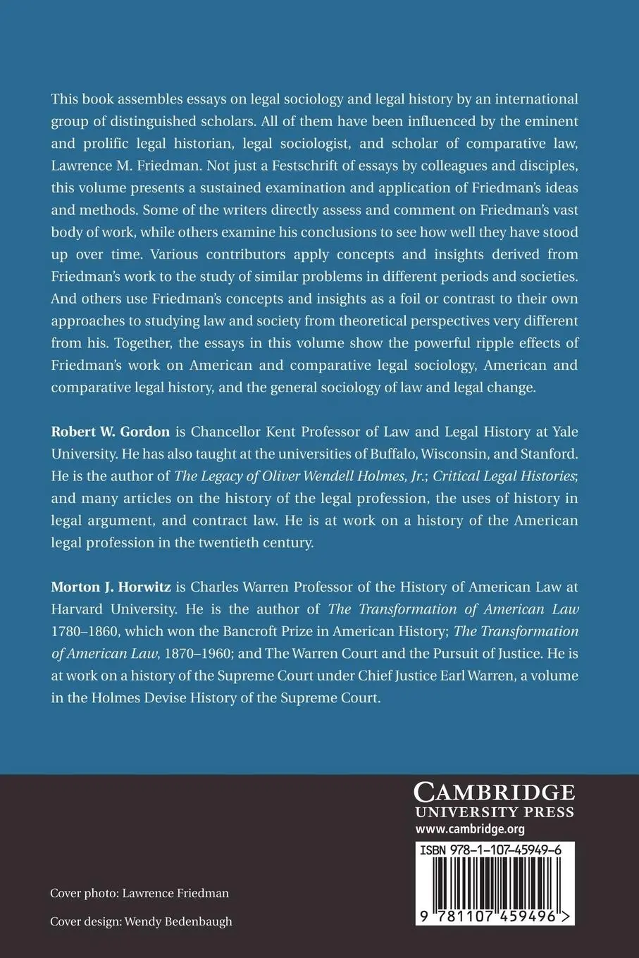 Rückseite: 9781107459496 | Law, Society, and History | Robert W. Gordon (u. a.) | Taschenbuch