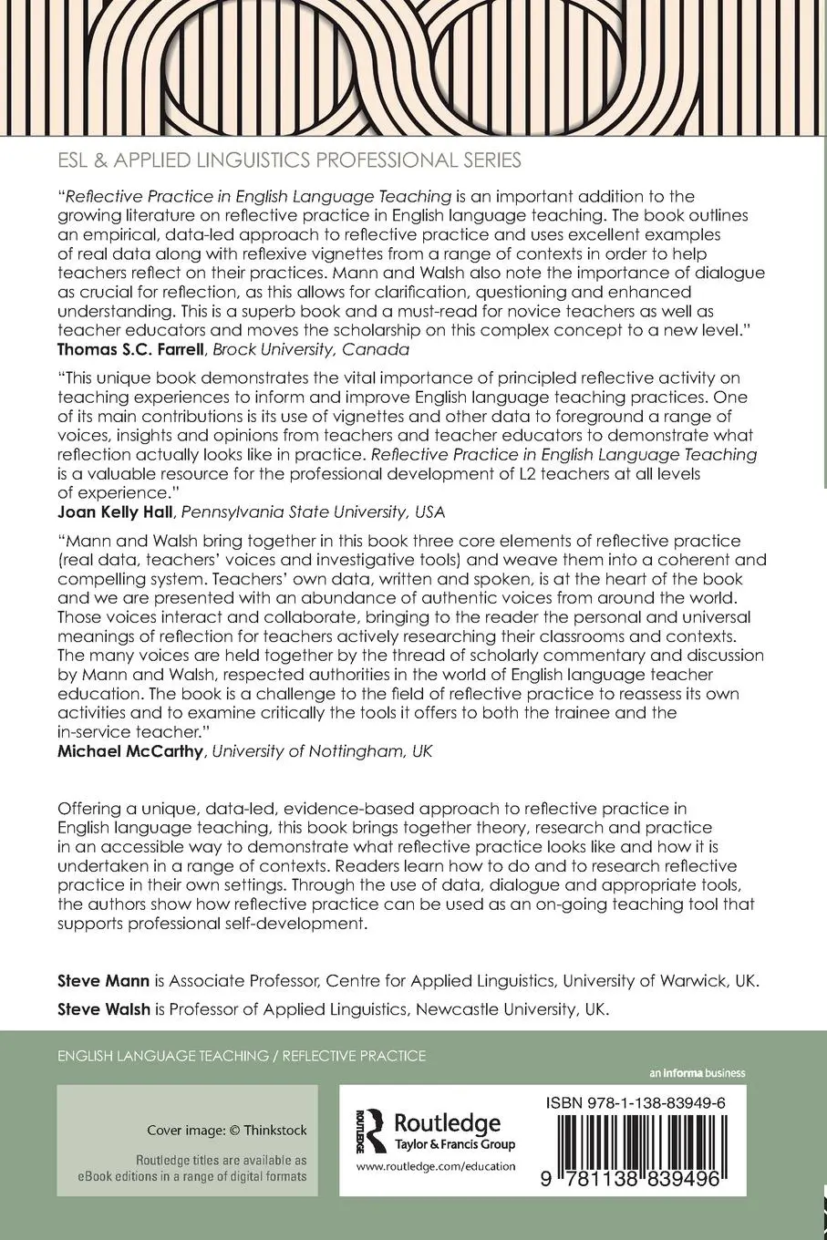 Rückseite: 9781138839496 | Reflective Practice in English Language Teaching | Steve Mann (u. a.)